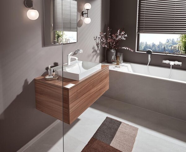 Смеситель для раковины Hansgrohe Vivenis 110 со сливным гарнитуром 75020700, матовый белый