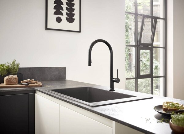 Кухонный смеситель 210, с вытяжным душем, 2jet Hansgrohe 72800670, матовый черный