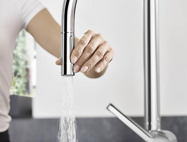 Кухонный смеситель 210, с вытяжным душем, 2jet, sBox Hansgrohe 72801000, хром