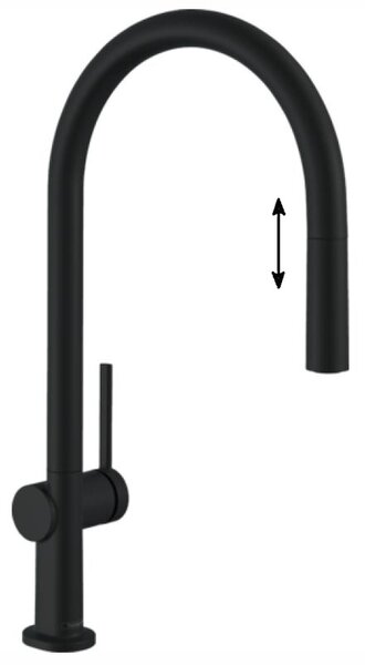 Кухонный смеситель 210, с вытяжным изливом, 1jet, sBox Hansgrohe 72803670, матовый черный