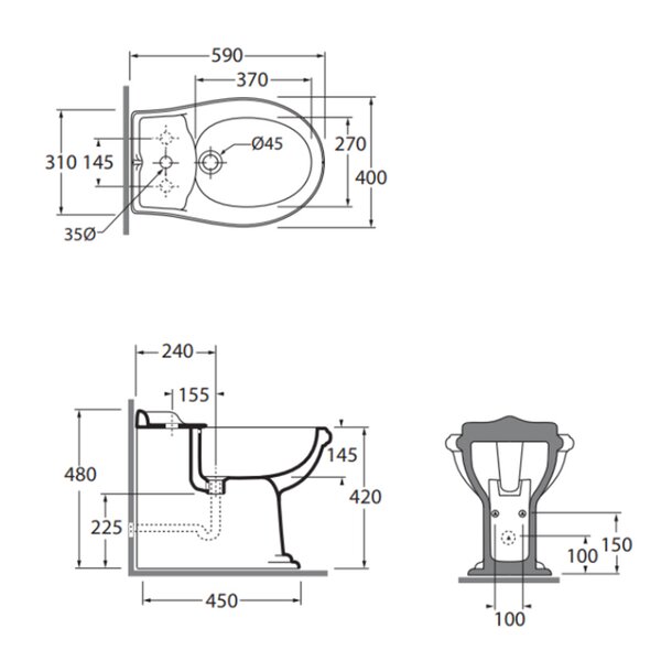 Биде напольное Azzurra Jubilaeum JUBIT000000MBI/(JUB510 bi)*1