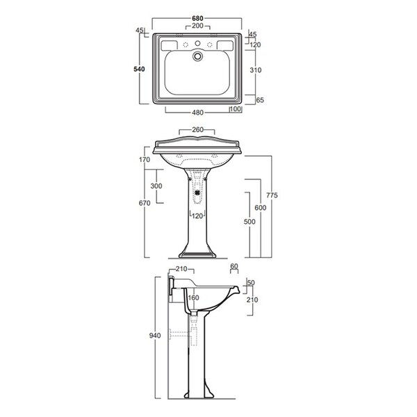 Раковина Simas Arcade AR824bi*3 68х54х27, белый