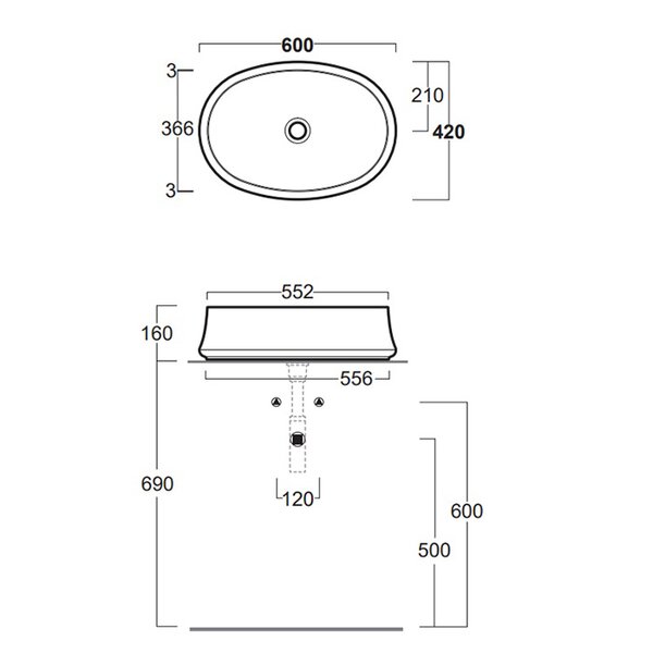 Раковина Simas SHARP SH04bi*0 60х36.6х16, белый