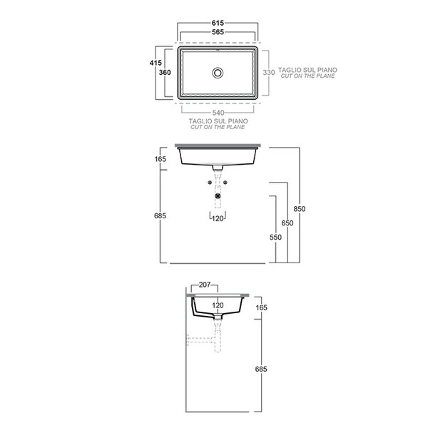 Раковина Simas Top E Lavabi D'Arredo S60 bi 61.5х41.5х16.5, белый