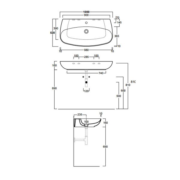 Раковина Simas Vignoni VI12bi*1 100х52х16, белый