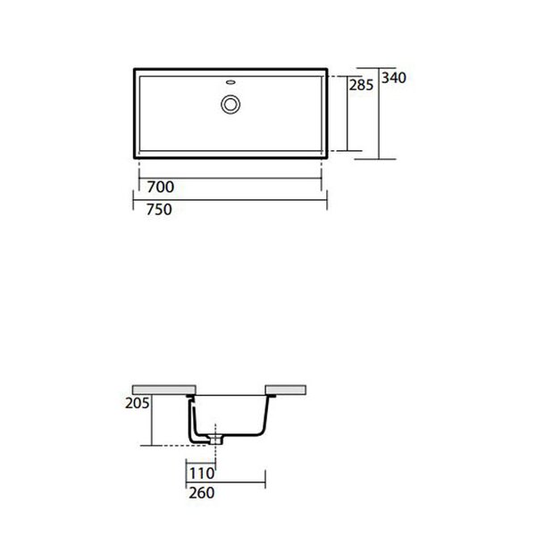 Раковина Kerasan Lavabi arredo 22501 75х34 цвет белый