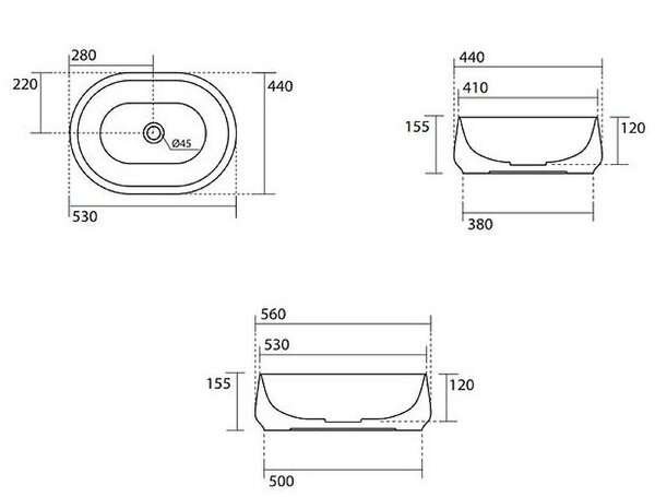 Раковина Kerasan F10 460531 56х44 цвет черный матовый