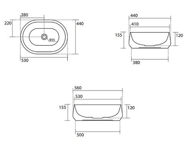 Раковина Kerasan F10 460530 56х44 цвет белый матовый