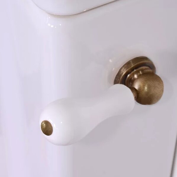 KERASAN 757093 Waldorf/Retro Механизм слива с боковой ручкой (уст-ка справа) для низкого бачка 4183/1072, без трубы, без подводки, цвет бронза