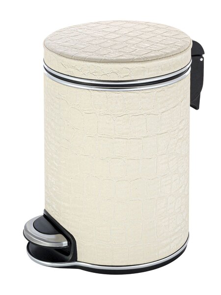 Ведро для мусора 5л Geralis V-KLH-B CROCO бежевое, кант хром