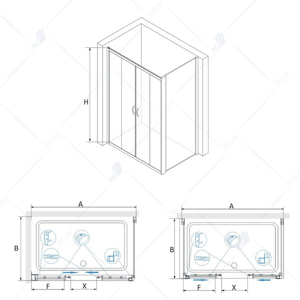 Душевой уголок RGW PA-41-1 (PA-11 + Z-060-2) 010841192-011 стекло Прозрачное 120х90