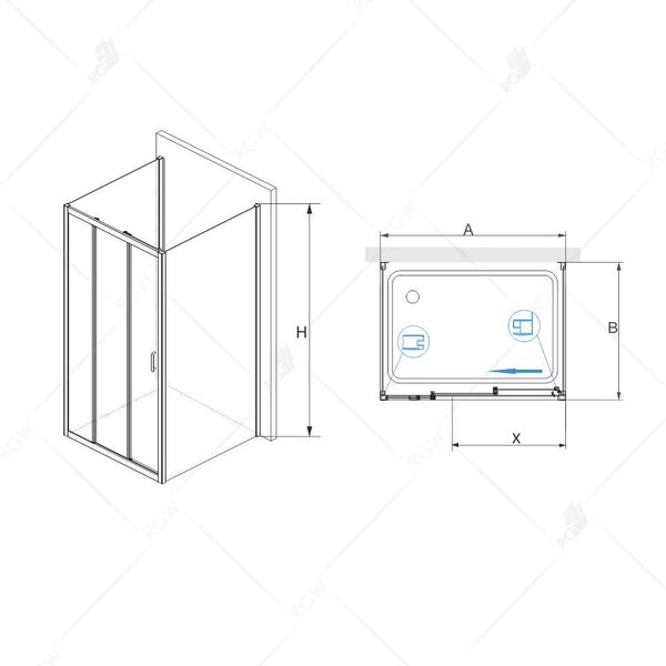 Душевой уголок RGW PA-73-1 (PA-13 + Z-060-2) 0608731150-011 стекло Прозрачное 150х100