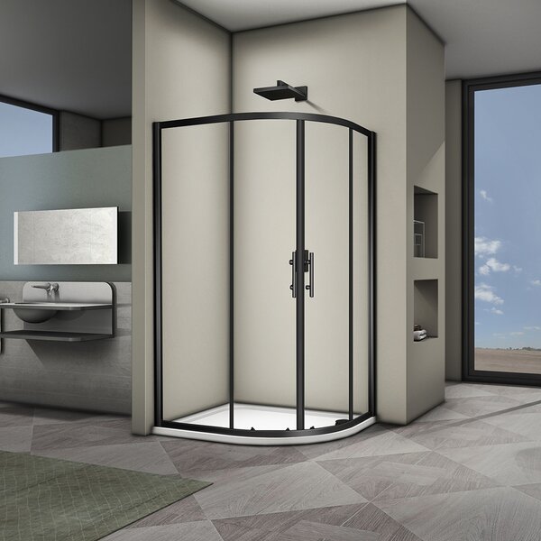 Душевой угол Veconi Rovigo RV-08B, 1000x900x1900, черный, стекло прозрачное