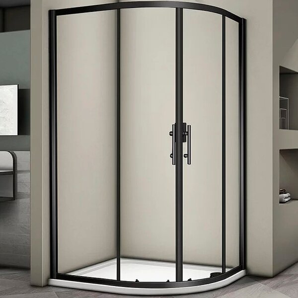 Душевой угол Veconi Rovigo RV-08B, 1200x800x1900, черный, стекло прозрачное