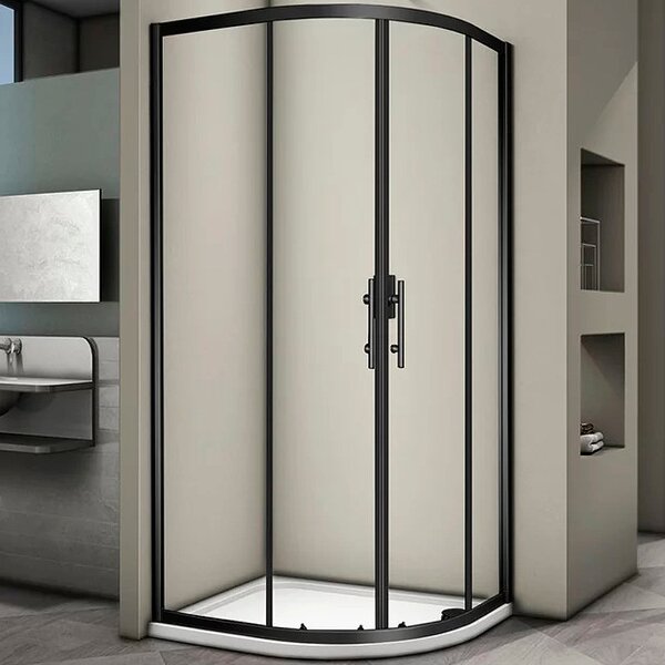 Душевой угол Veconi Rovigo RV-07B, 900x900x1900, черный, стекло прозрачное