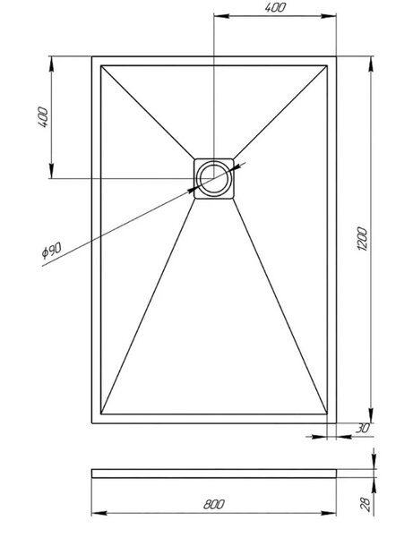 Душевой поддон Veconi Tezeo stone TZW-21, 1200x800x30, искусственный камень, белый