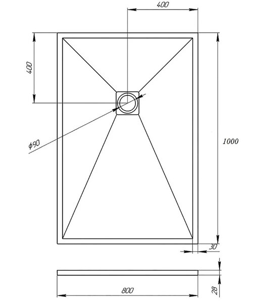 Душевой поддон Veconi Tezeo stone TZW-21, 1000x800x30, искусственный камень, белый