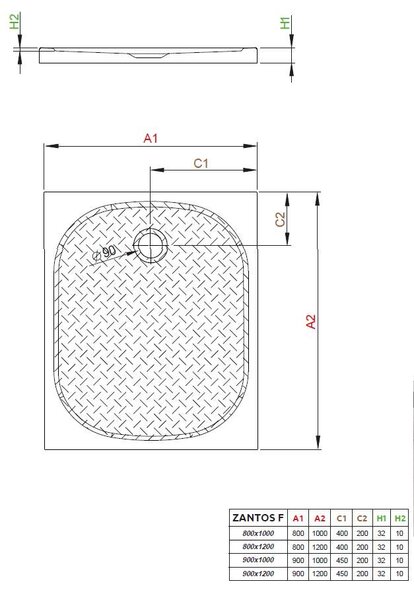 Душевой поддон Radaway Zantos F 100x90