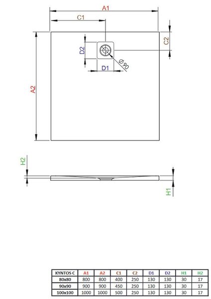 Душевой поддон Radaway Kyntos С 100x100 cemento HKC100100-74
