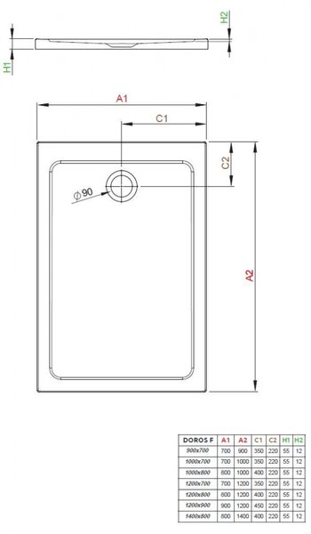 Душевой поддон Radaway Doros F 90x120 SDRF1290-01