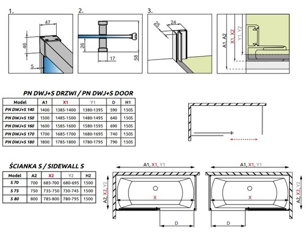 Шторка на ванну Radaway Idea Black PN DWJ+S 160х80 Front Right 10042160-54-01R