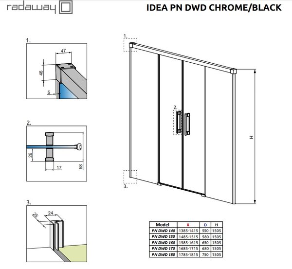 Шторка на ванну Radaway Idea PN DWD 160  10004160-01-01