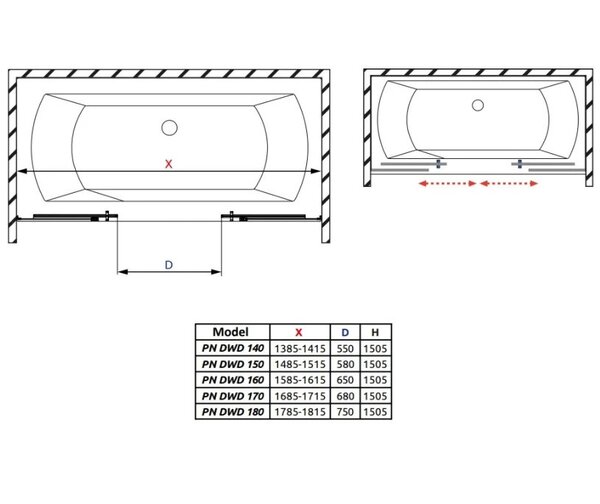 Шторка на ванну Radaway Idea PN DWD 140 10004140-01-01