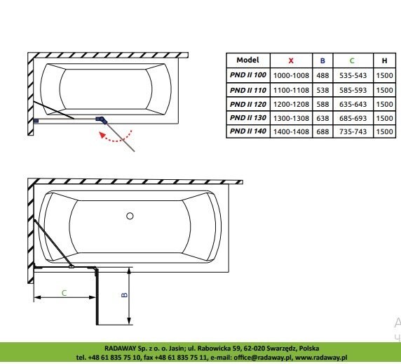 Шторка на ванну Radaway Essenza Pro Black PND II 130 Right 10102130-54-01R