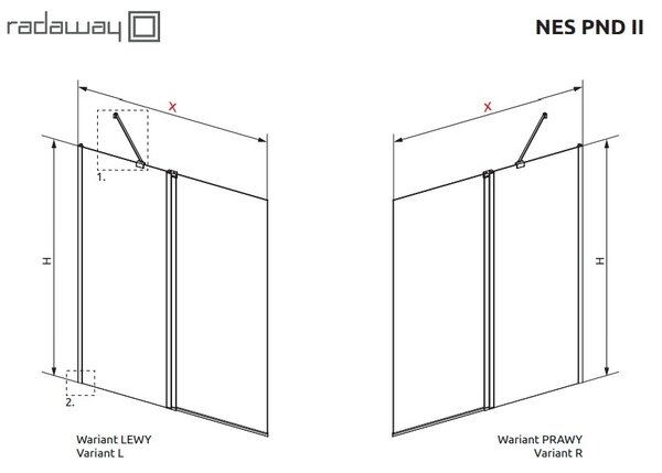 Шторка на ванну Radaway NES PND II 120 Left 10009120-01-01L