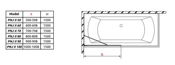 Шторка на ванну Radaway Essenza Pro Black PNJ 60  10101060-54-01