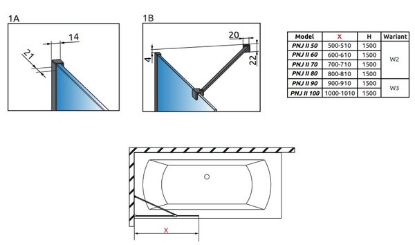Шторка на ванну Radaway Modo PNJ Black 70 Factory 10006070-54-55
