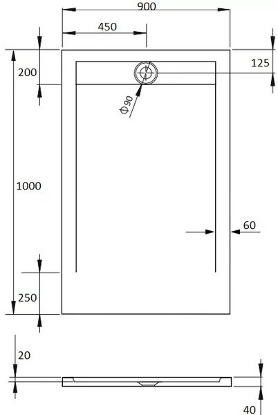 Душевой поддон Radaway Teos F 100x90 antracite
