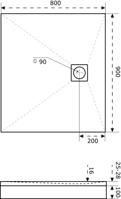 Душевой поддон литьевой Good Door Essentia 2 90x80 черный