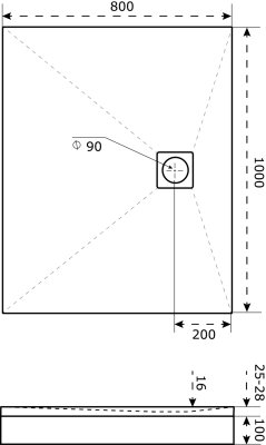 Душевой поддон литьевой Good Door Essentia 2 100x80 серый