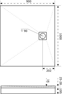 Душевой поддон литьевой Good Door Essentia 2 100x90 черный