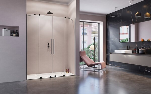 Душевая дверь Radaway Furo Black DWD 160 см раздвижная (в заказе необходимо указывать 2 артикула: створки двери и неподвижные стенки)