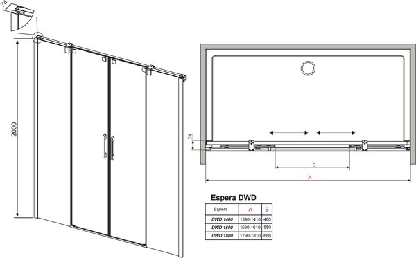 Комплект боковых стенок Radaway front wall 140 мм 380224-01