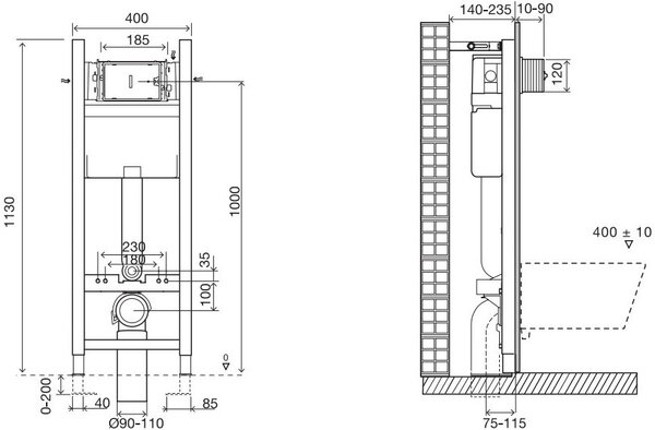 Jacob Delafon E33131RU-NF Система инсталляции на 3/6L 400 мм