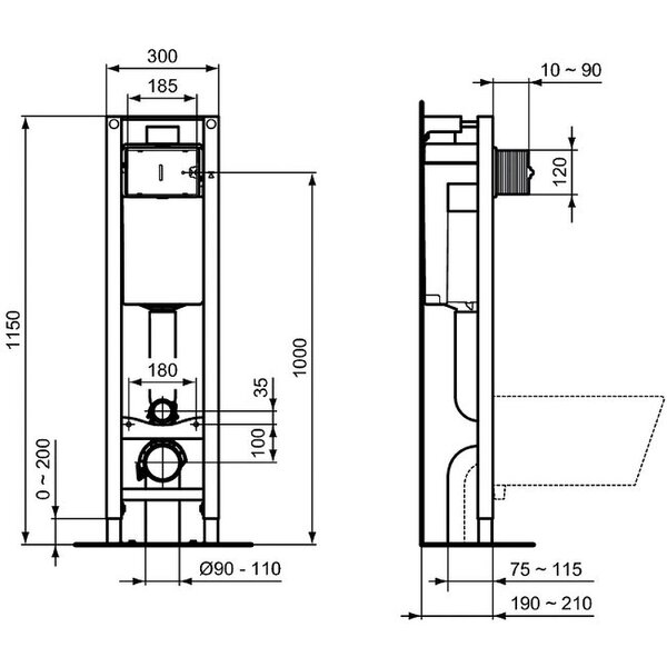 Ideal Standard E233267 PROSYS ECO FRAME M инсталляция для подвесных унитазов