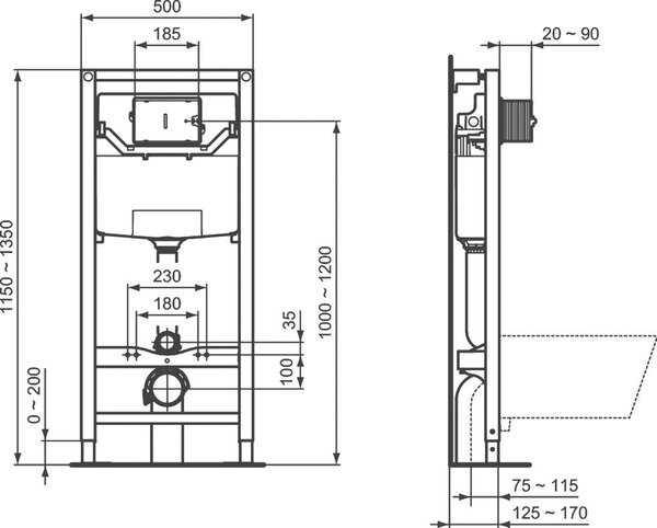 Ideal Standard R027767 PROSYS 120 P инсталляция для подвесных унитазов