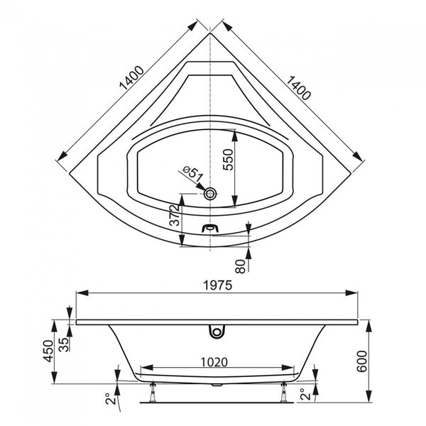 Акриловая ванна VAGNERPLAST VERONELA CORNER 140x140