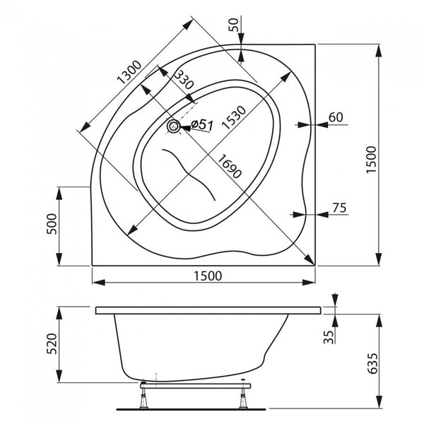 Акриловая ванна VAGNERPLAST PLEJADA 150x150