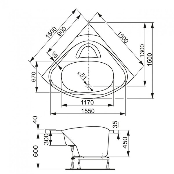 Акриловая ванна VAGNERPLAST ATHENA 150x150