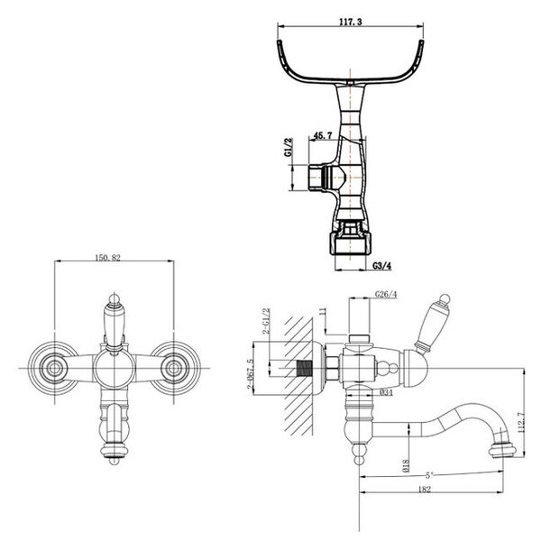Смеситель Caprigo ADRIA-Uno 02-511-crm для ванны хром
