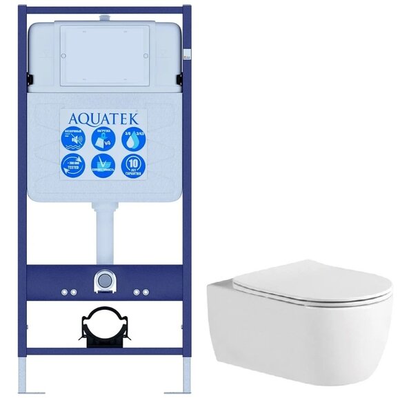 Set AQUATEK ЕВРОПА (рама AQUATEK Standard INS-0000012+звукоизоляционная прокладка+унитаз ЕВРОПА AQ1106L-00+тонкое сиденье с механиз