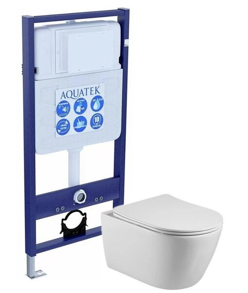 Комплект: унитаз с инсталляцией AQUATEK Standard Set AQUATEK БЕТТА с тонким сиденьем soft-close