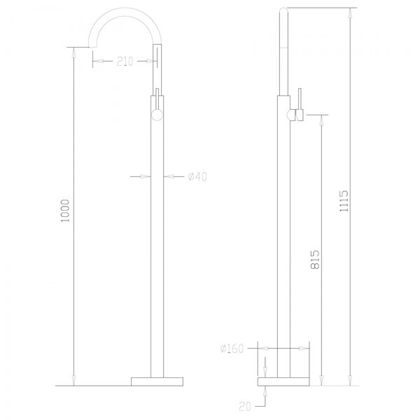 Смеситель ABBER Wasser Kreis AF8141B напольный для раковины, черный матовый