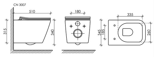 Унитаз с крышкой, инсталляцией и кнопкой смава Сет 4 в 9 Ceramica Nova Metric CN3007_1001W_1000