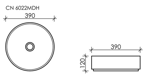 Раковина Ceramica Nova ELEMENT CN6022MDH Темный Антрацит Матовый 39х39х12