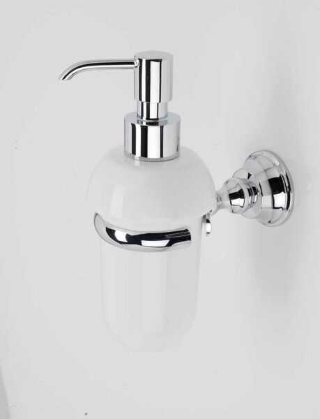 Stil Haus Smart, настенный керамический дозатор, цвет хром - белая керамика SM30(08-BI)